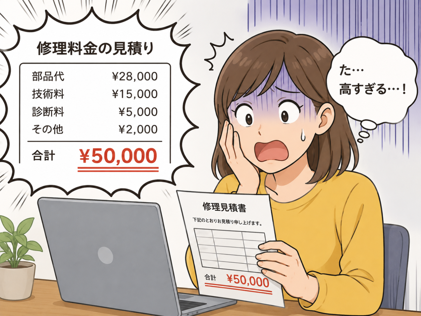 修理を頼んだら思ったより高額な料金だった